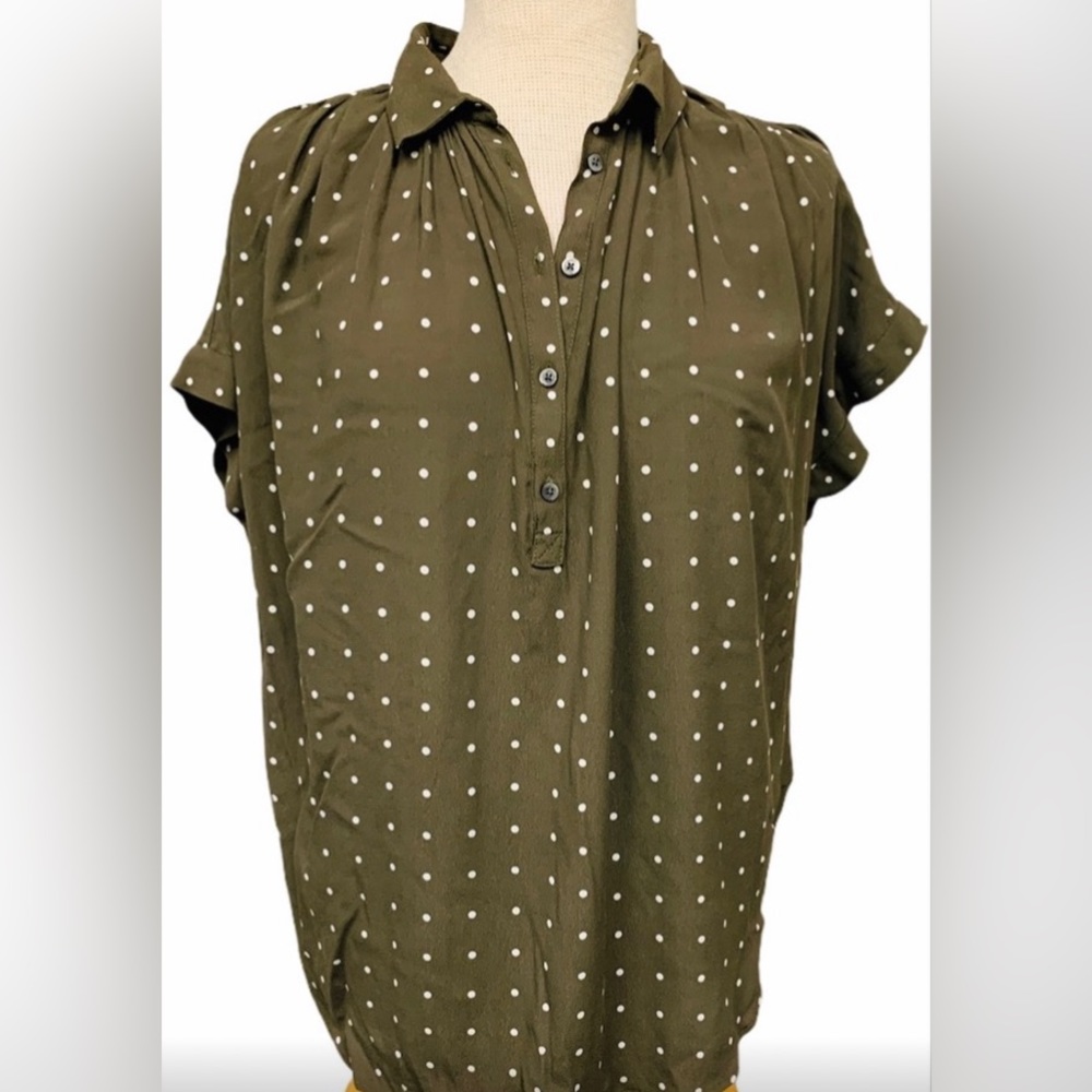 Madewell Polka Dot Popover Blouse Top